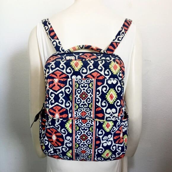 Vera Bradley Backpack HTF Sun Valley Large Zip Travel Pockets Adjustable Strap - Picture 1 of 12